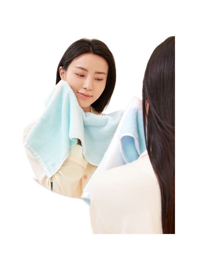 purcotton Towel, Pure Cotton Long-Staple Cotton, Household Physical Soft Thickened Pure Cotton Absorbent Face Towel, Simple Blue, 34*76Cm - Image 2