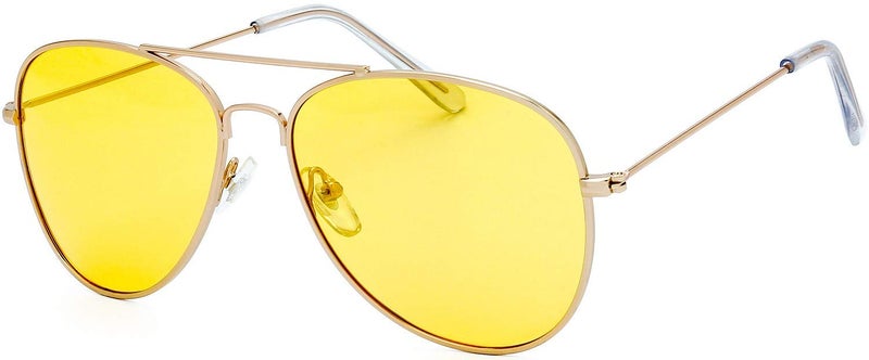 The Fresh Men Women Polarized Night Vision Driving Anti-Glare Glasses Yellow Lens Frame Ultra Light (125b-Gold, Yellow Night Vision) - Image 1