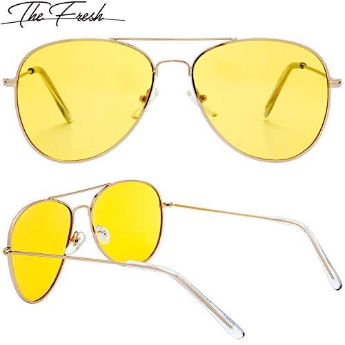 The Fresh Men Women Polarized Night Vision Driving Anti-Glare Glasses Yellow Lens Frame Ultra Light (125b-Gold, Yellow Night Vision) - Image 4