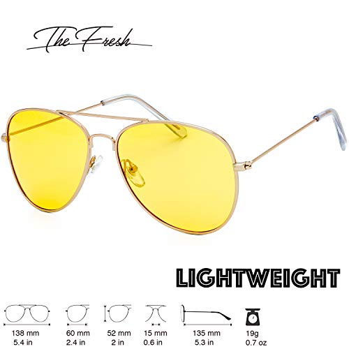 The Fresh Men Women Polarized Night Vision Driving Anti-Glare Glasses Yellow Lens Frame Ultra Light (125b-Gold, Yellow Night Vision) - Image 3