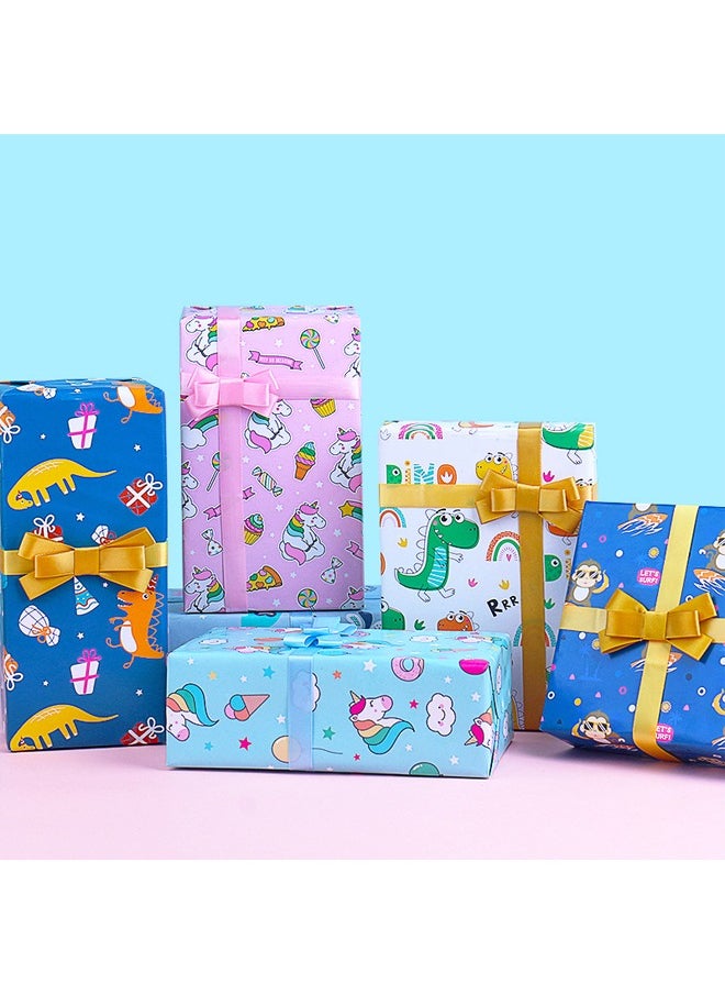Zeemey 6 Sheets Gift Wrapping Paper With Accessories,Holiday Gift Wrapping Paper,Birthday Gift Box Gift Wrapping DIY, Gift Wrapping Paper for Birthday, Holiday, Wedding, Party,Kids Gift Wrapping (70cmX50cm)  - Image 1