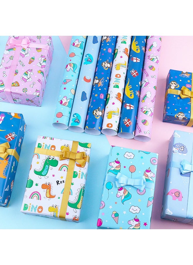 Zeemey 6 Sheets Gift Wrapping Paper With Accessories,Holiday Gift Wrapping Paper,Birthday Gift Box Gift Wrapping DIY, Gift Wrapping Paper for Birthday, Holiday, Wedding, Party,Kids Gift Wrapping (70cmX50cm)  - Image 2