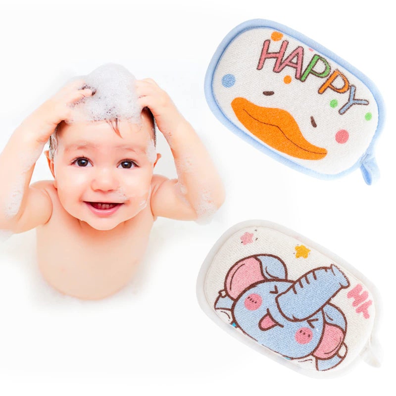 Hokoad Baby Bath Sponge, 2 Pack Cartoon Animal Style Baby Sponge for Bathing, Infants Bath Sponge Ultra Soft & Absorbent Natural and Safe Great for Sensitive Skin, for Boys & Girls (Elephant & Duck) - Image 1