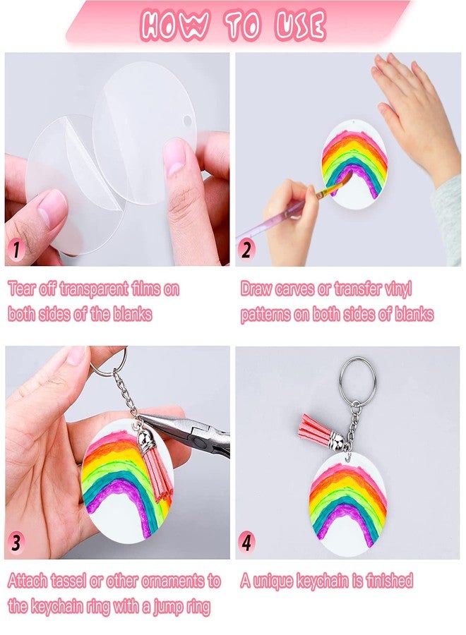 ZOCONE 144 PCS 2 INCH Acrylic Keychain Blanks Set, Clear Circle Acrylic Blank Bulk with Keychain Ring, Display Card, Packing Bag, Jump Rings, Tassels for Vinyl DIY Keychain Earring and Craft Project - Image 4