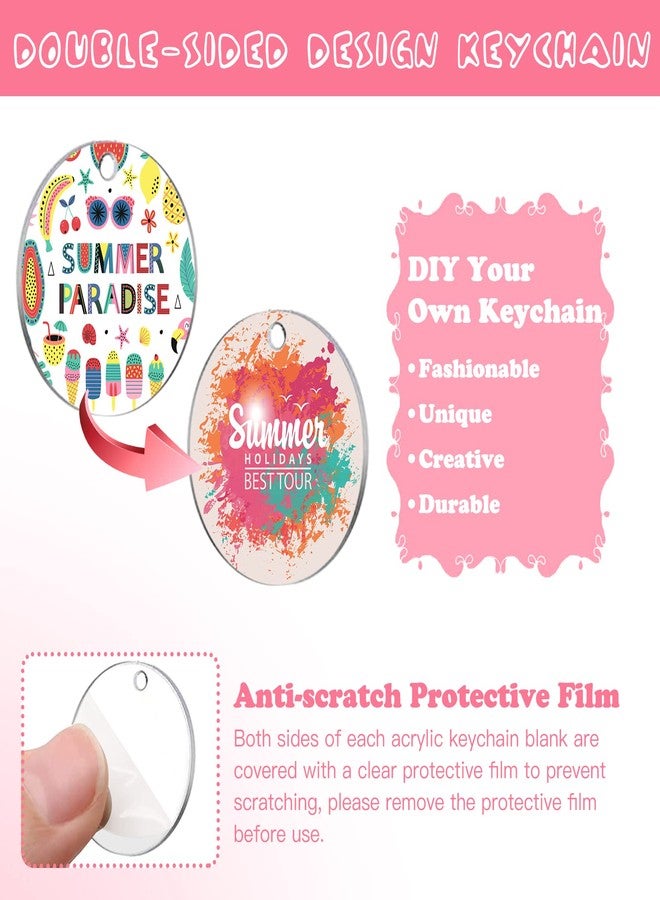 ZOCONE 144 PCS 2 INCH Acrylic Keychain Blanks Set, Clear Circle Acrylic Blank Bulk with Keychain Ring, Display Card, Packing Bag, Jump Rings, Tassels for Vinyl DIY Keychain Earring and Craft Project - Image 3