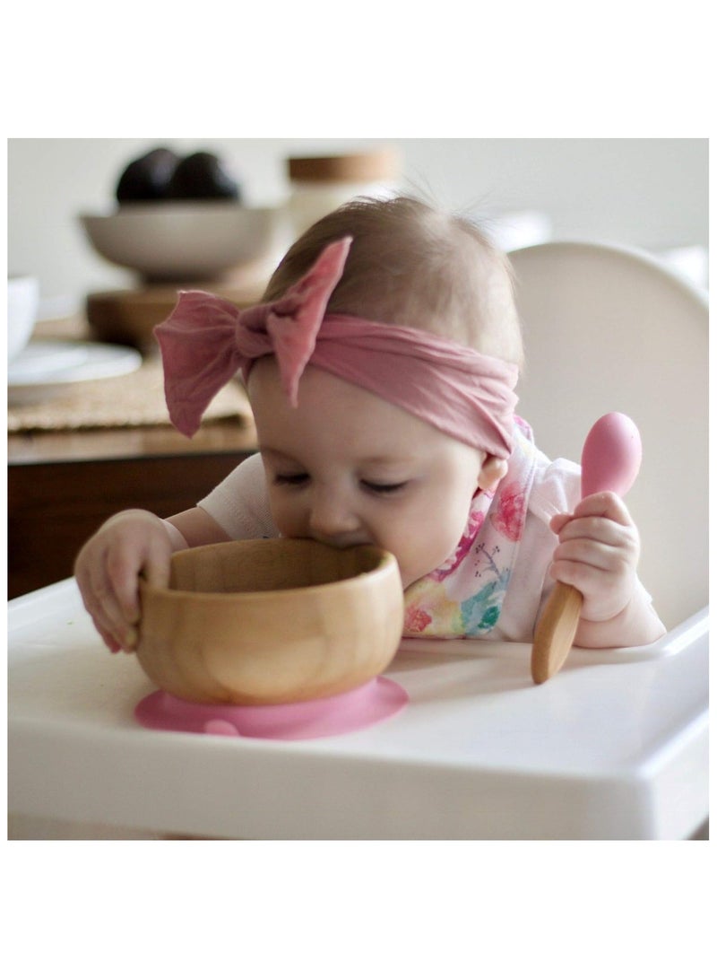 Avanchy Bamboo Suction Classic Bowl + Spoon Green Color For Baby - Image 3
