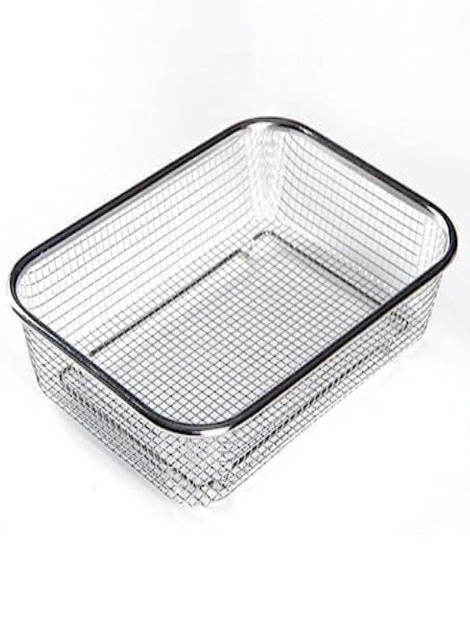 MILLOR Stainless Steel Sink Colander Strainer Basket, Rectangular Kitchen Drain Tray for Fruit & Vegetable Washing, Rust Proof Metal Mesh Rinsing Basket for Home Kitchen Use - Image 1