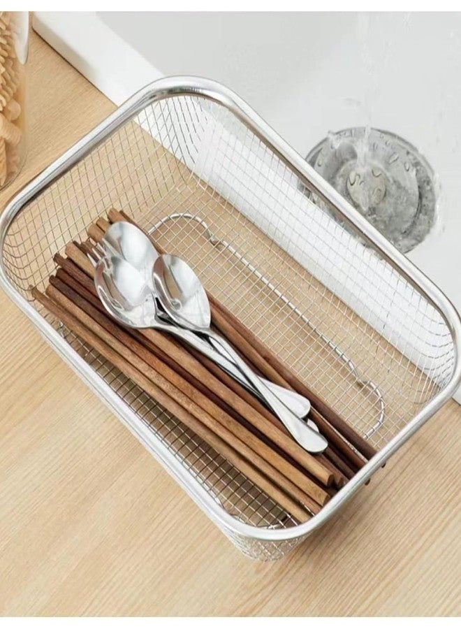 MILLOR Stainless Steel Sink Colander Strainer Basket, Rectangular Kitchen Drain Tray for Fruit & Vegetable Washing, Rust Proof Metal Mesh Rinsing Basket for Home Kitchen Use - Image 3