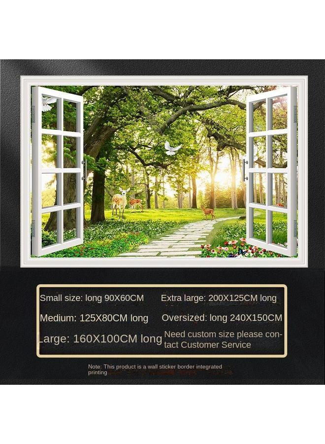 Bluejw Fake Window Self-adhesive 3D Wall Stickers Living Room Decorative Painting Bedroom Landscape Nature Waterproof Wall Stickers Wallpaper - Image 1