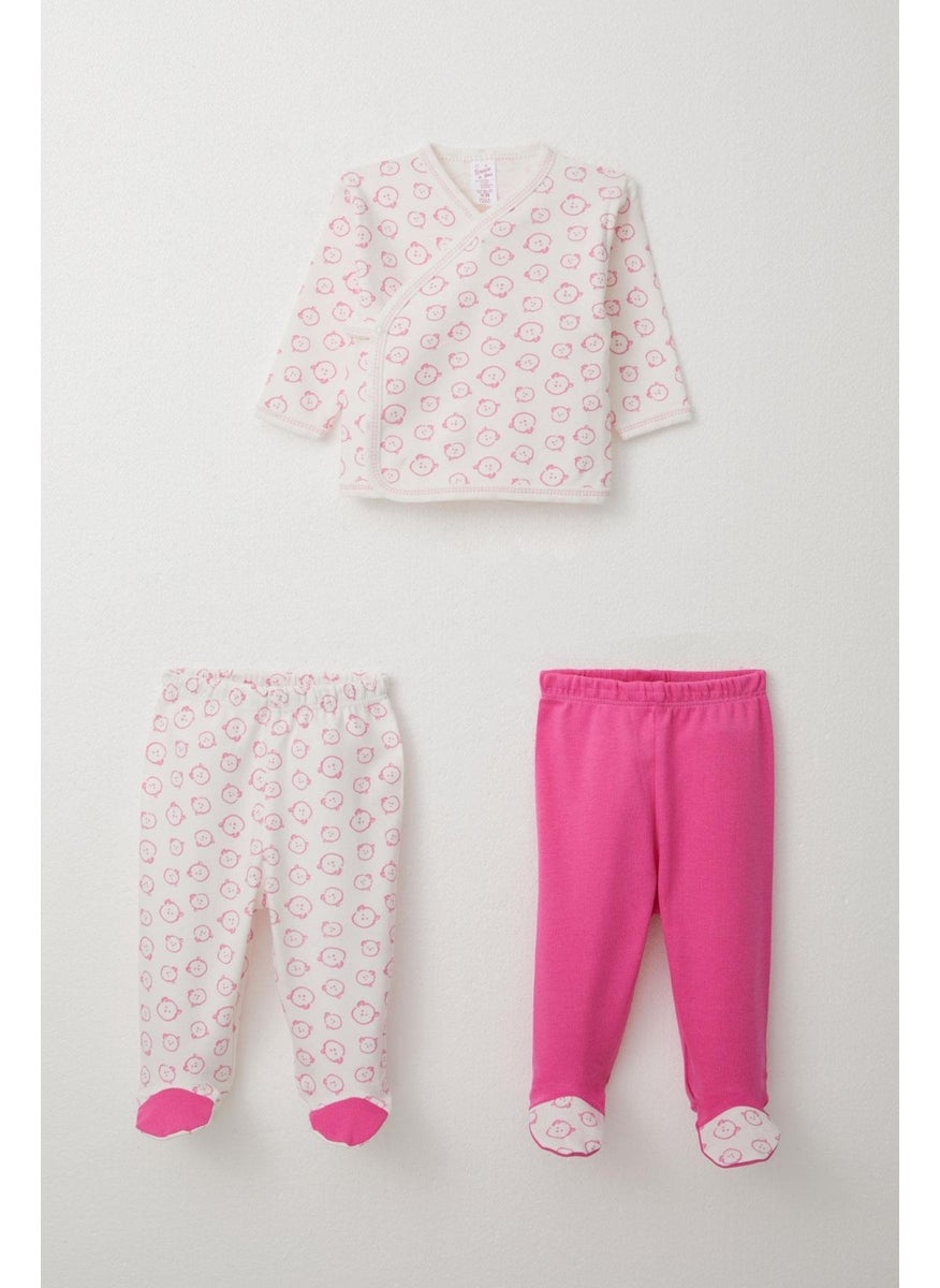 Breeze - Baby Girl Hospital Release 3 Piece Cute Baby Teddy Bear 0-4 Months, Ecru - Image 1