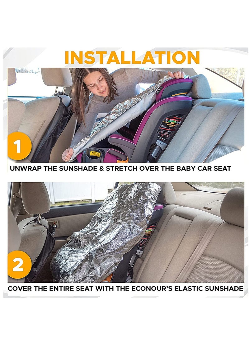KASTWAVE Baby Car Seat Sun Shade Cover, Infant Car Seats Heat Protector Keeps Your Toddler Baby Seat at a Cool Temperature, Covers, and Blocks Out Heat & Sun, Reflective Baby Seat Covers For Car Seats. - Image 5
