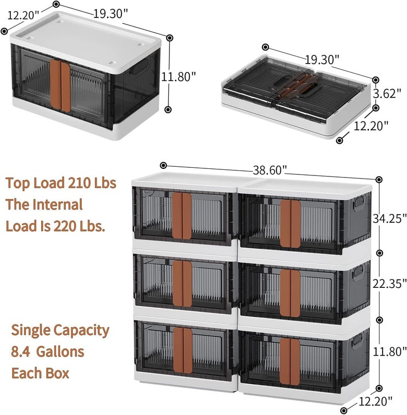 FINWARE Multipurpose Versatile Drawer Cabinet Storage Organizer Box Foldable Cupboard with Door Kids Wardrobe Clothes Collapsible Racks for Home Office BedroomWHITE GREY DRAWERS Double Door 3XL - Image 2