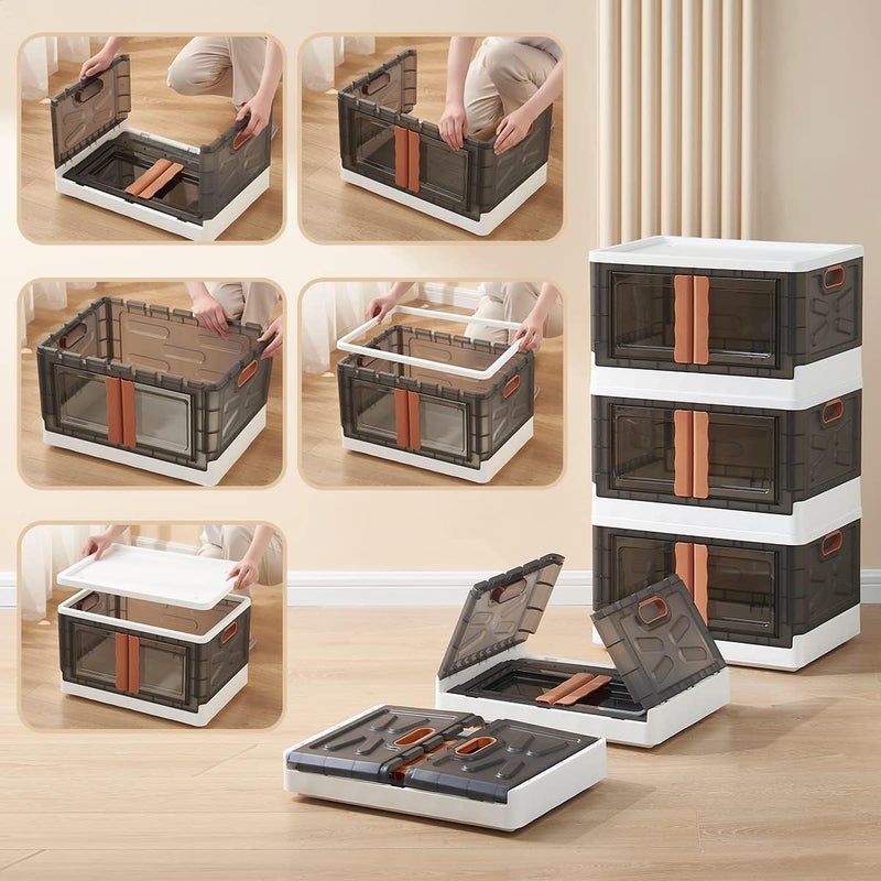 FINWARE Multipurpose Versatile Drawer Cabinet Storage Organizer Box Foldable Cupboard with Door Kids Wardrobe Clothes Collapsible Racks for Home Office BedroomWHITE GREY DRAWERS Double Door 3XL - Image 5