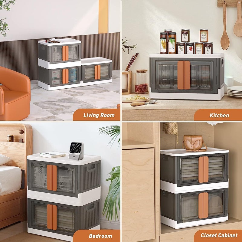 FINWARE Multipurpose Versatile Drawer Cabinet Storage Organizer Box Foldable Cupboard with Door Kids Wardrobe Clothes Collapsible Racks for Home Office BedroomWHITE GREY DRAWERS Double Door 3XL - Image 4