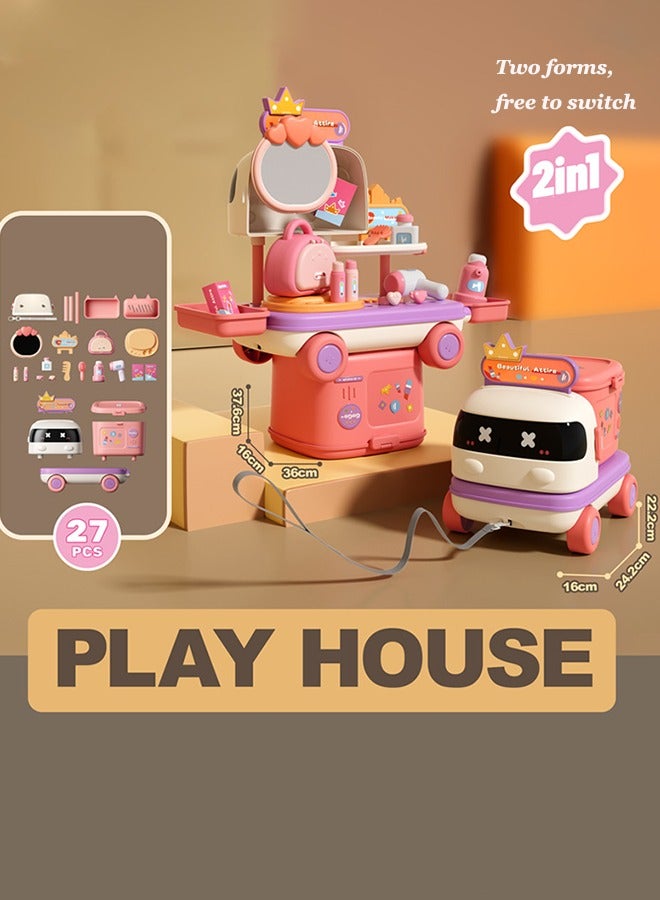 Toddler Vanity Makeup Table Toy, girl makeup playsets, kids beauty playsets, kids makeup toys, toddler dress up table toys for 3+ year old girls, kids cosplay playsets, birthday gifts for girls - Image 2