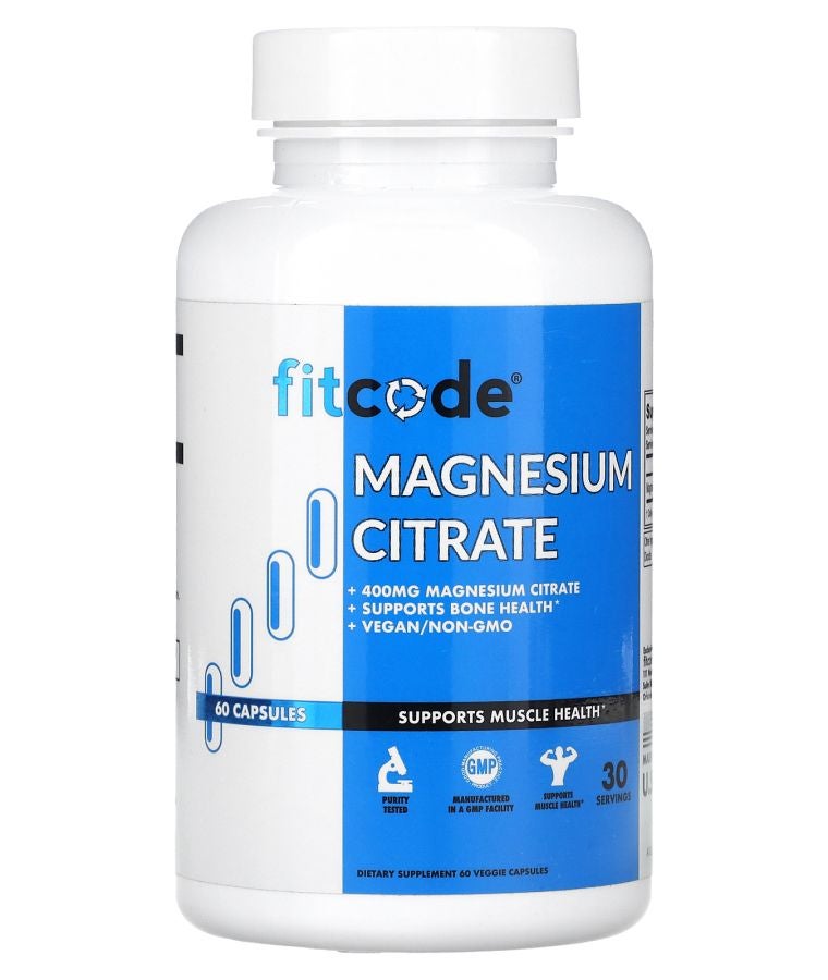 fitcode Magnesium Citrate 60 Veggie Capsules (200 mg per Capsule)