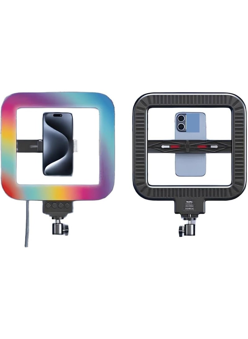 NeePho MJ-28 RGB Square Ring Light – Tri-Color with HSI Technology, 360° Rotation, Soft Flicker-Free Lighting for Photography, Makeup, Live Streaming & Content Creation - Image 1