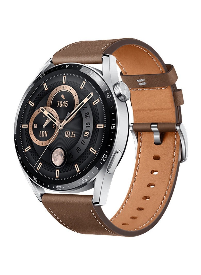Straps Compatible with Huawei Watch 46MM GT5/GT4/GT3/GT3 Pro/GT2/GT2e/GT/GT Runner,Huawei Watch 4/4 Pro/3/3 Pro,Honor Watch 4 Pro/GS3/Magic Watch 2,Leather Band for Men, Women,Brown - Image 1