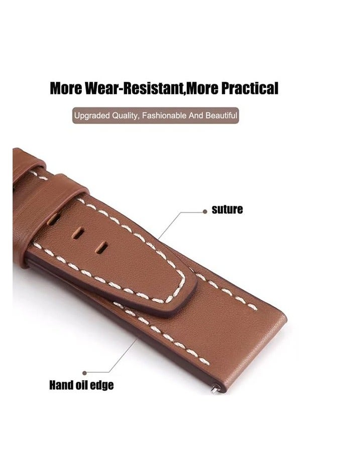 Straps Compatible with Huawei Watch 46MM GT5/GT4/GT3/GT3 Pro/GT2/GT2e/GT/GT Runner,Huawei Watch 4/4 Pro/3/3 Pro,Honor Watch 4 Pro/GS3/Magic Watch 2,Leather Band for Men, Women,Brown - Image 3
