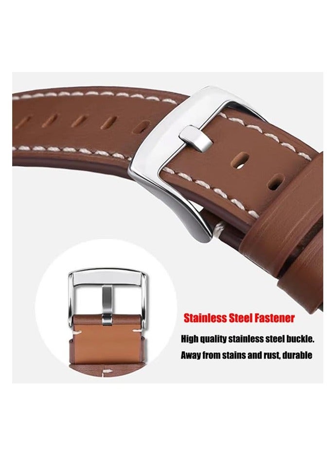 Straps Compatible with Huawei Watch 46MM GT5/GT4/GT3/GT3 Pro/GT2/GT2e/GT/GT Runner,Huawei Watch 4/4 Pro/3/3 Pro,Honor Watch 4 Pro/GS3/Magic Watch 2,Leather Band for Men, Women,Brown - Image 2