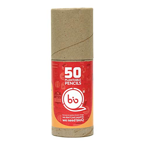 bioQ Box of 50 Plantable Pencils with Seeds| Eco Friendly Stationary | Recycled Paper Bulk Packaging | Grow Plants from Pencils - Image 2