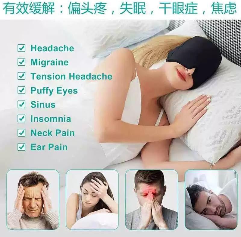 Migraine Pain Relief and Cold Treatment Cap, Ice Cap, Ice Bag Mask for Headache, Sinus, Tension and Stress Relief - Image 1