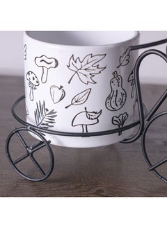 DANUBE HOME Opulence Cycle Planter With Metal Stand White And Black Ideal for Home Garden Patio L19 X W12.5 X H14Cm  - Image 2