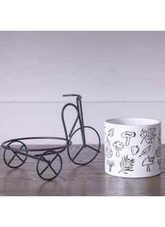 DANUBE HOME Opulence Cycle Planter With Metal Stand White And Black Ideal for Home Garden Patio L19 X W12.5 X H14Cm  - Image 3