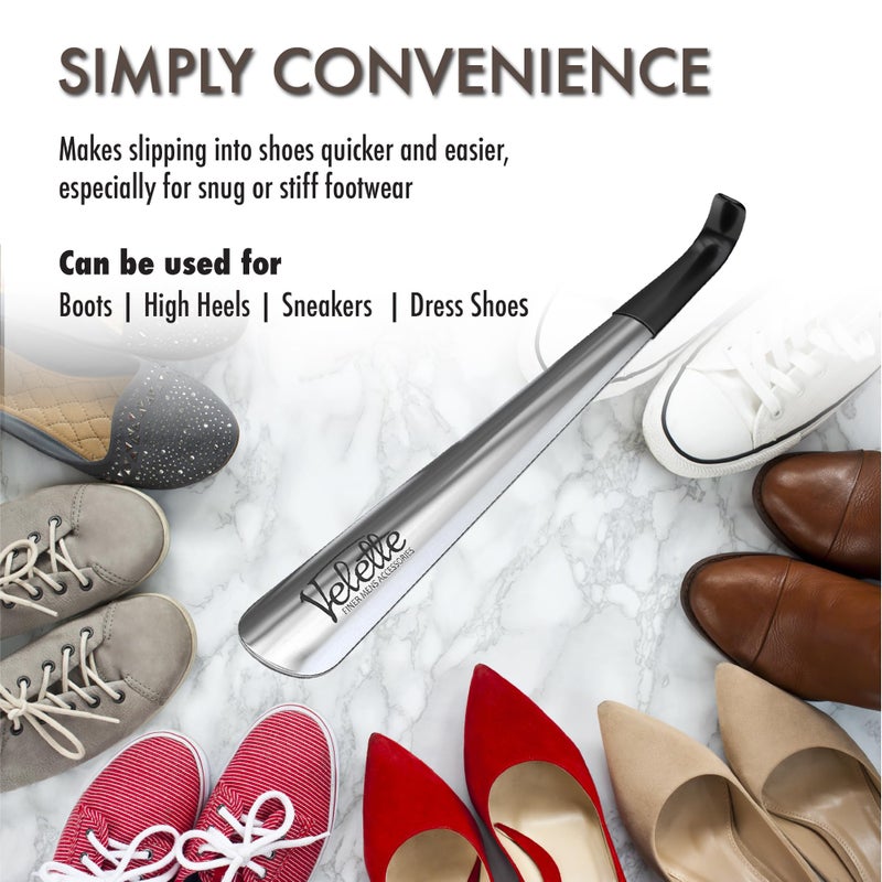 Velette Long Shoe Horn for Seniors - 2 Pack 16.5" Metal Shoe Horn Long Handle for Seniors, Men, Women & Kids - Boot Horns, Shoehorn Long-Handle, Elderly Must Haves - Shoes Spoon, Gifts for Elders - Image 3