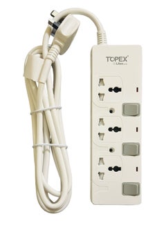 3 Way Extension Socket 13A With 5 meter cable - Extension Strip With Led Indicators | Child Safe |Extra Long Cord with Over Current Protected