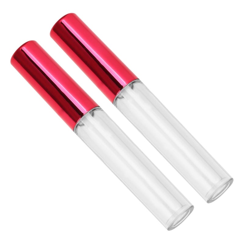 Angoily 10pcs Refillable Transparent Plastic Lip Gloss Tube Brush Lightweight Travel Packaging for Lipstick and Lip Glaze Red - Image 1