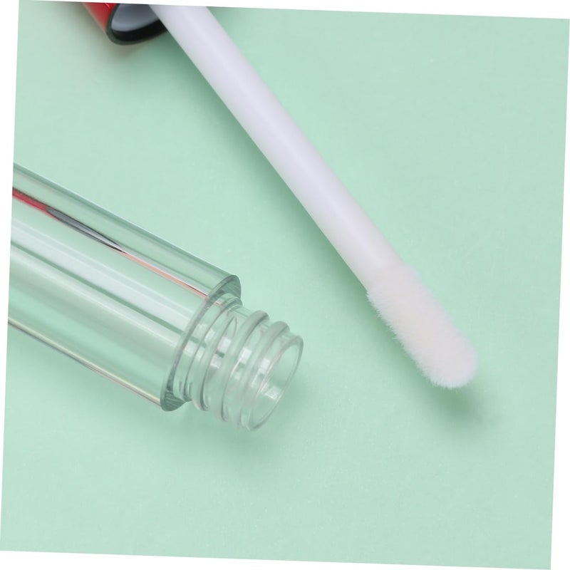 Angoily 10pcs Refillable Transparent Plastic Lip Gloss Tube Brush Lightweight Travel Packaging for Lipstick and Lip Glaze Red - Image 5