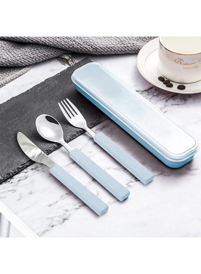 Flatware Set Children Utensils Set 18/10 Stainless Steel Child Silverware Knife Spoon Fork Set with Travel Case for Kids Lunch Box 3-Piece (Blue) - Image 4