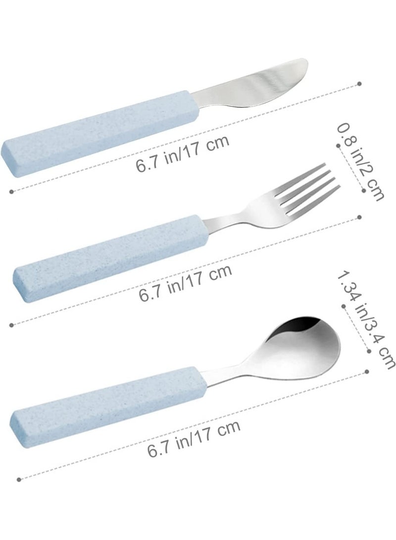 Flatware Set Children Utensils Set 18/10 Stainless Steel Child Silverware Knife Spoon Fork Set with Travel Case for Kids Lunch Box 3-Piece (Blue) - Image 3