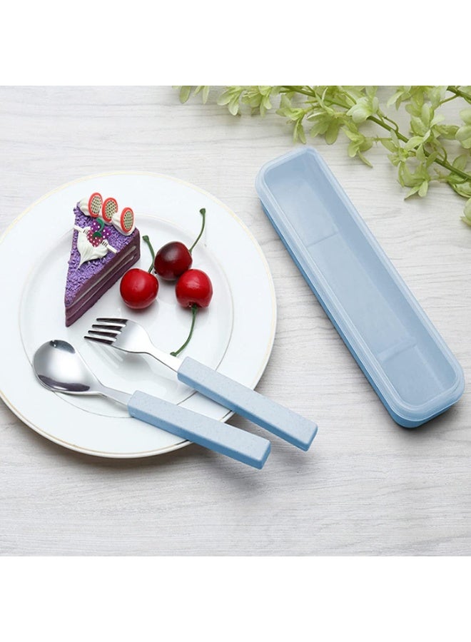 Flatware Set Children Utensils Set 18/10 Stainless Steel Child Silverware Knife Spoon Fork Set with Travel Case for Kids Lunch Box 3-Piece (Blue) - Image 5