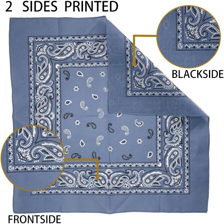 HankieWorld Store Bandanas 3 pack 6 pack 12 pack 22 inch Cotton Paisley Kerchiefs for Men and Women - Image 2