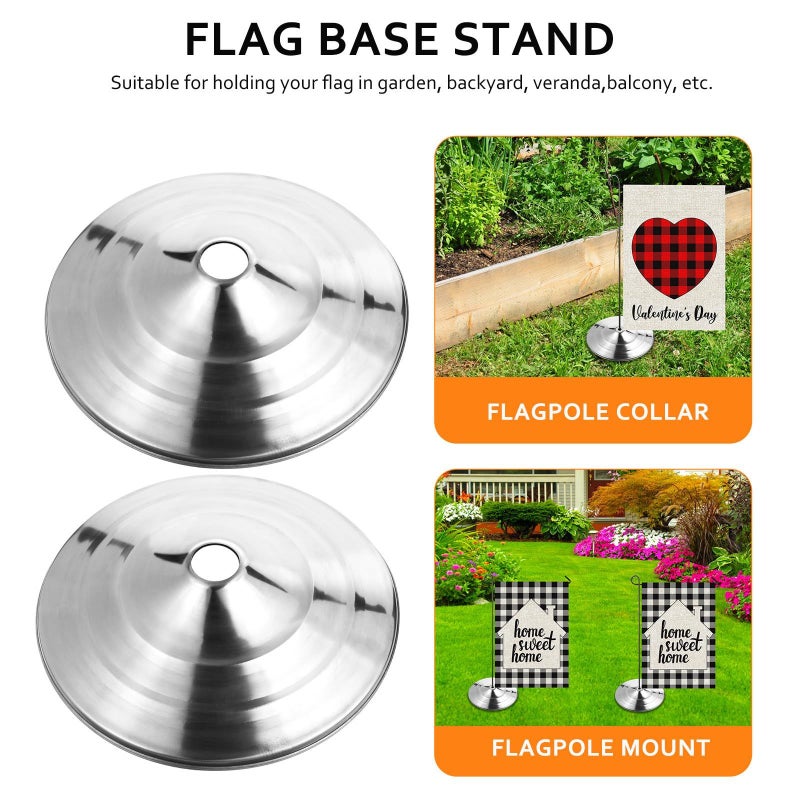 Stainless Steel Flagpole Collar 2pcs 260x32mm Outdoor Flag Pole Mount Bracket Stand for Garden Patio - Image 4