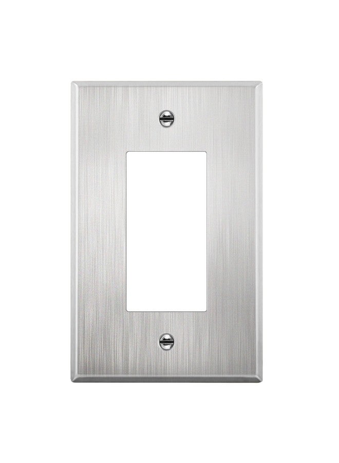 LIDER Decorator Metal Wall Plate, Impact Resistant, Metal Outlet Receptacle/Light Switch Cover, 430 Stainless Steel, Modern Decoration Upgrade, Mid-Size 1-Gang 4.88" x 3.11", Stainless Steel - Image 1