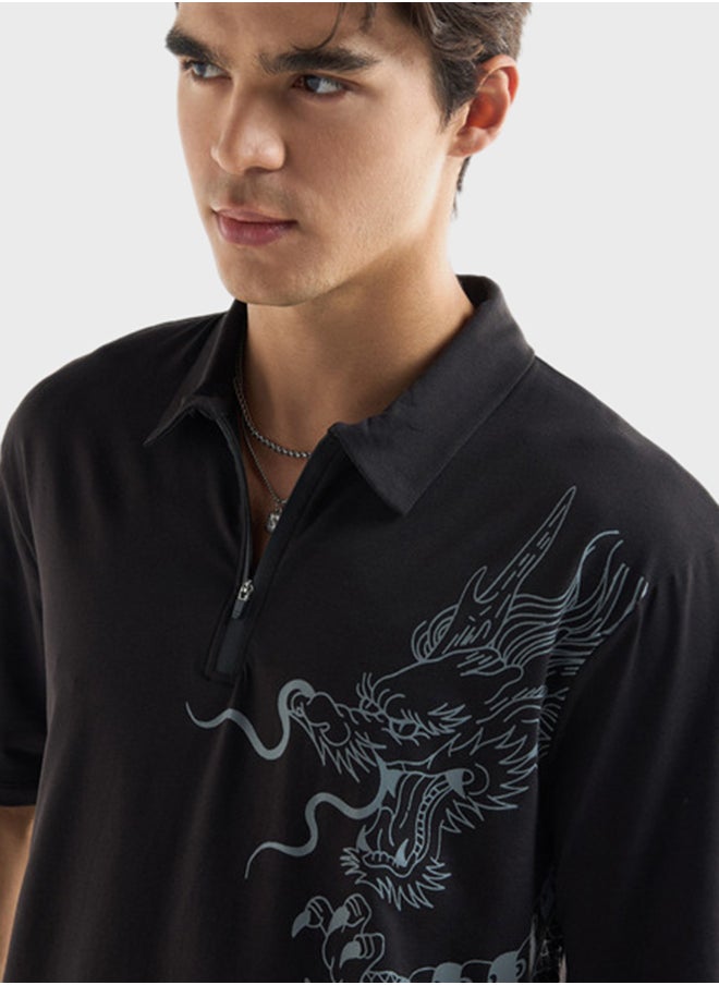FAV Logo Detailed Short Sleeve Polo Shirt  - Image 3