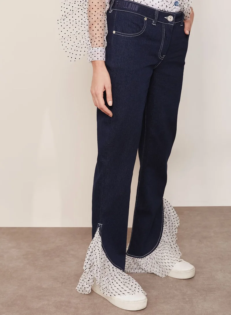 house of holland Ruffle Hem Boyfriend Jeans