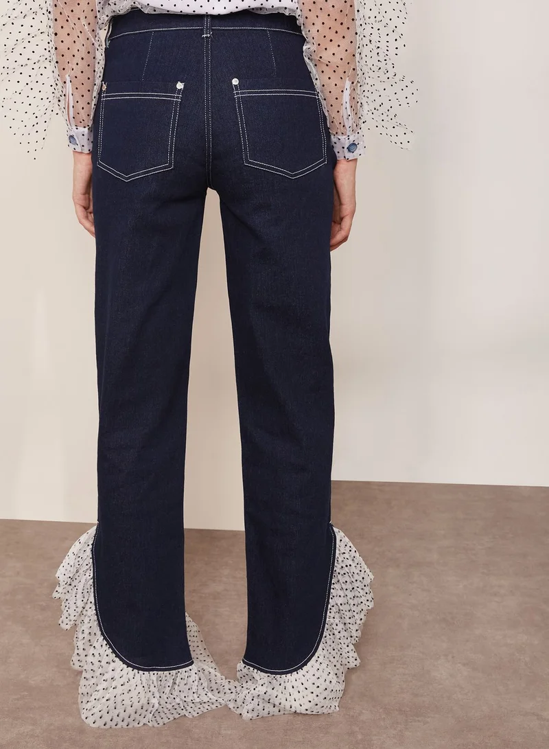 house of holland Ruffle Hem Boyfriend Jeans