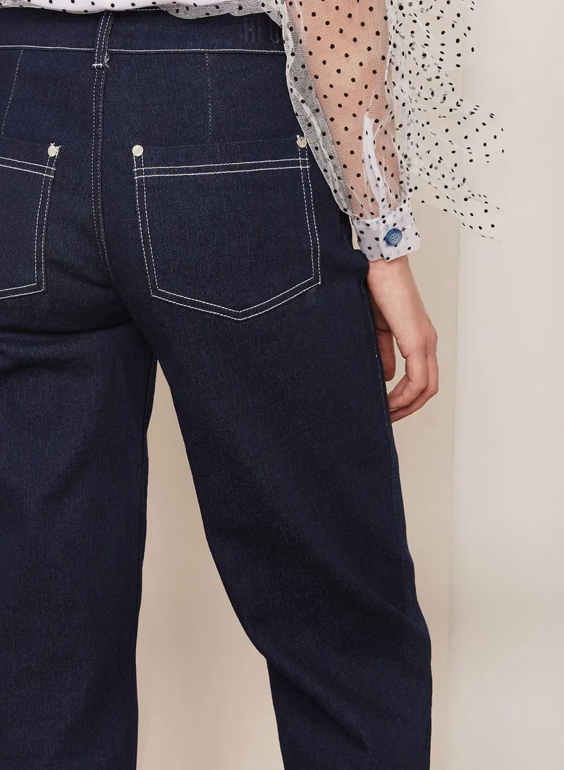 house of holland Ruffle Hem Boyfriend Jeans