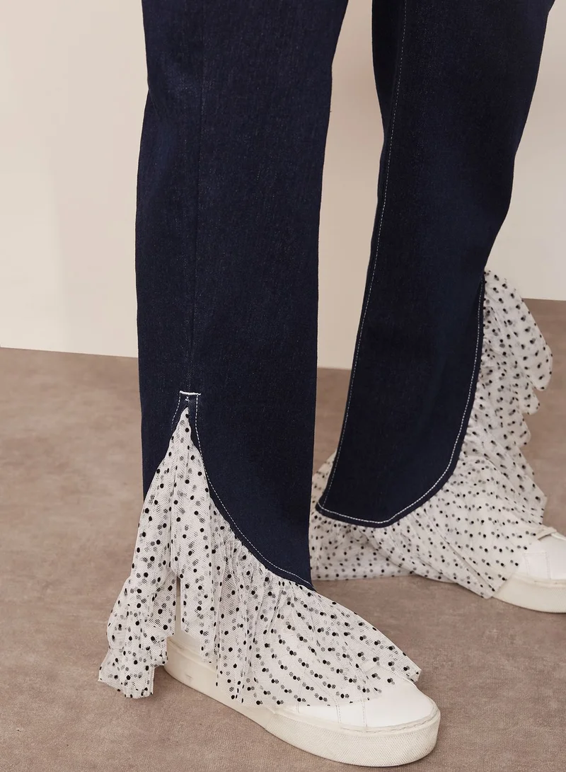 house of holland Ruffle Hem Boyfriend Jeans