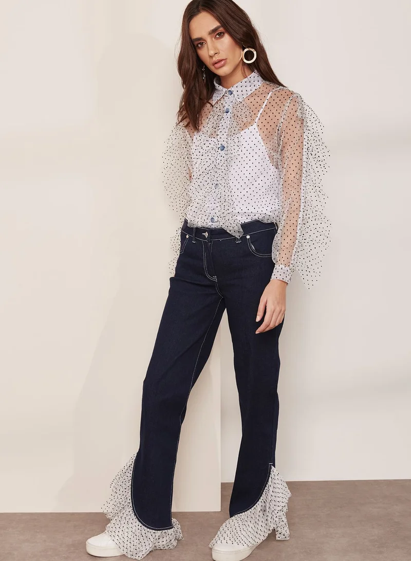 house of holland Ruffle Hem Boyfriend Jeans