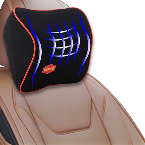 Woscher® Car Neck Pillow Memory Foam Headrest Cushion Helps Passengers Rest to Relieve Neck Pain and Improve Sitting Posture Universal Version for All Car Seats (Black Red) - Image 1