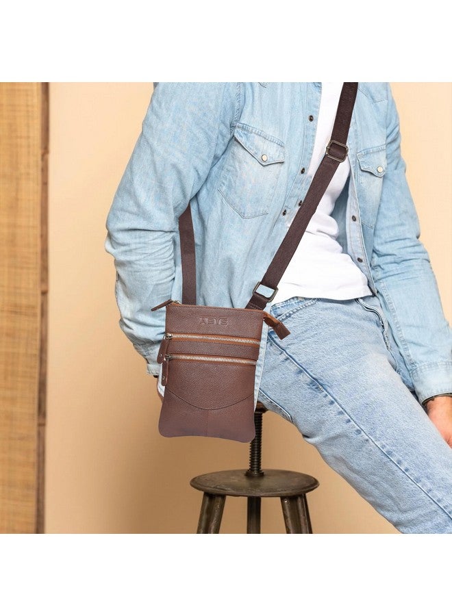 ABYS Genuine Leather Tan Sling Bag for Men & Women - Image 5