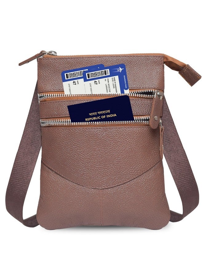 ABYS Genuine Leather Tan Sling Bag for Men & Women - Image 4