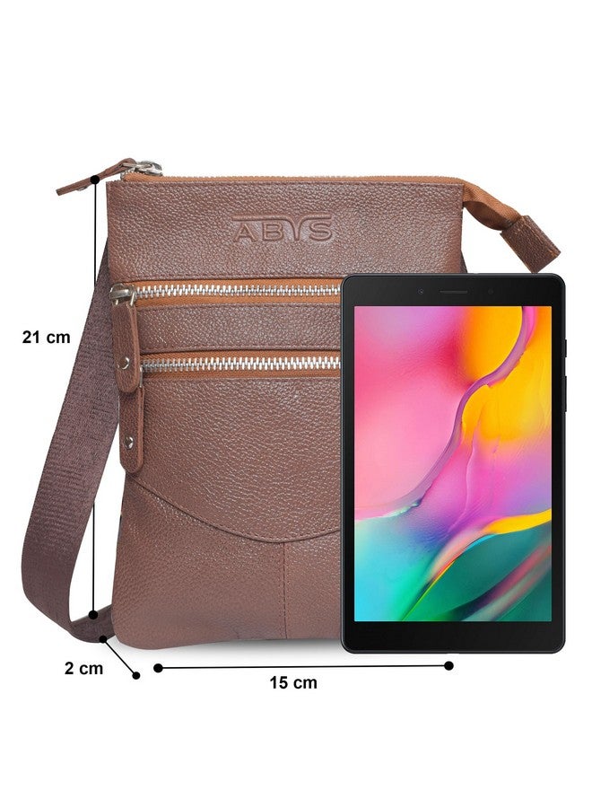 ABYS Genuine Leather Tan Sling Bag for Men & Women - Image 2