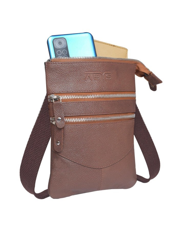 ABYS Genuine Leather Tan Sling Bag for Men & Women - Image 3