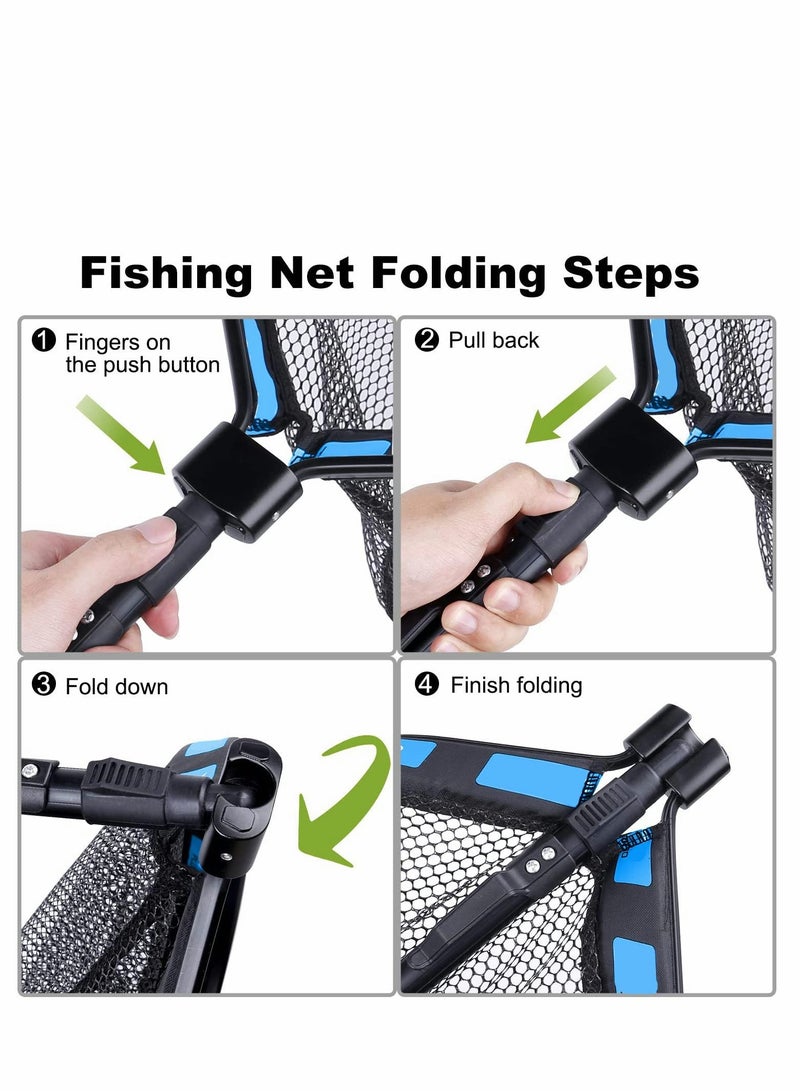 Compact and Foldable Rubber Coated Fishing Net for Easy Catch and Release Ideal for Steelhead Salmon Trout and Bass Fishing - Image 5